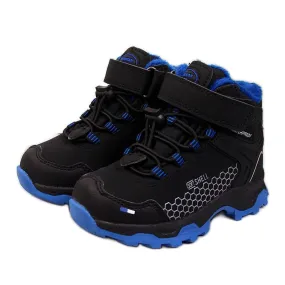 American Club black waterproof trekking snow boots blue