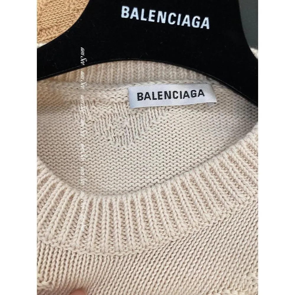 BALENCIAGA  |Crew Neck Monogram Casual Style Unisex Wool Street Style