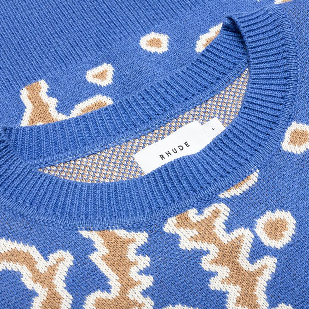 Bandana Knit Crewneck - Light Blue