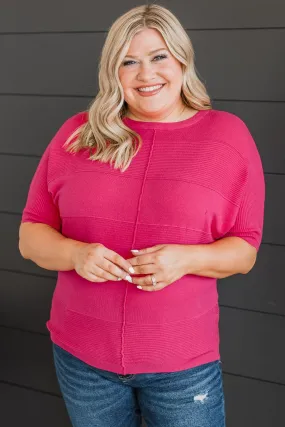 Banding Together Knit Top- Fuchsia