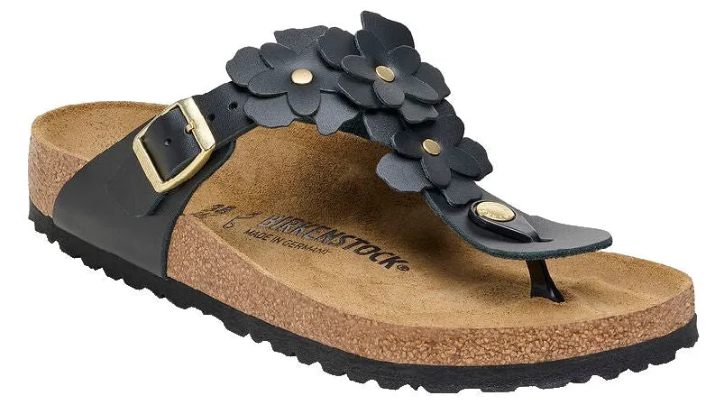 Birkenstock Gizeh Flower Leather Black