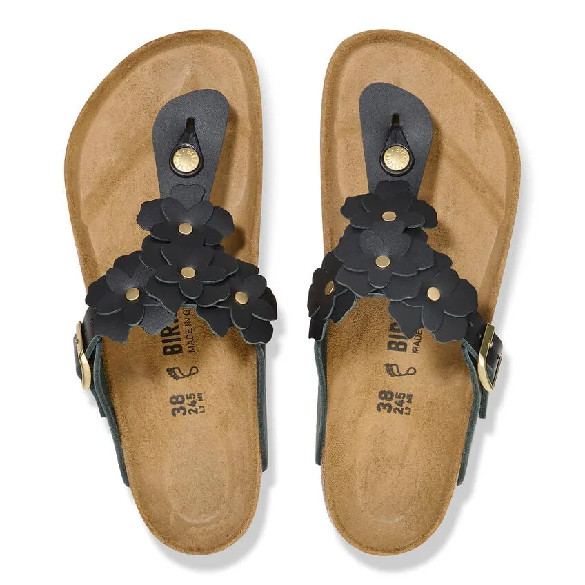 Birkenstock Gizeh Flower Leather Black