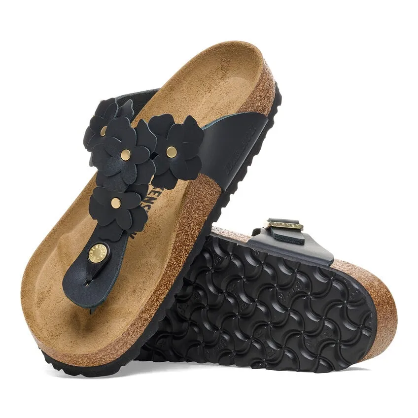 Birkenstock Gizeh Flower Leather Black