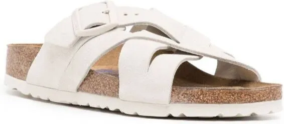 Birkenstock Lugano suede open-toe sandals Neutrals