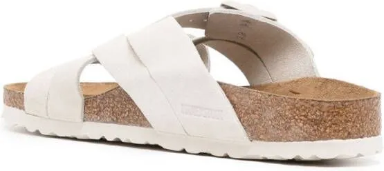 Birkenstock Lugano suede open-toe sandals Neutrals