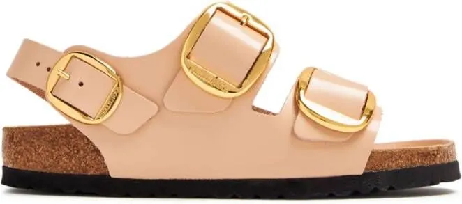 Birkenstock side-buckle slingback leather sandals Neutrals