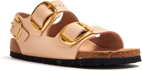 Birkenstock side-buckle slingback leather sandals Neutrals