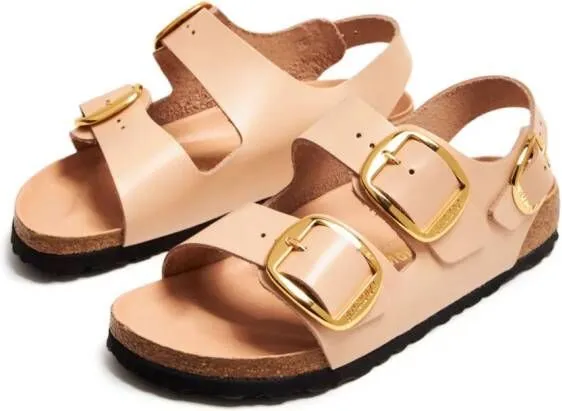 Birkenstock side-buckle slingback leather sandals Neutrals