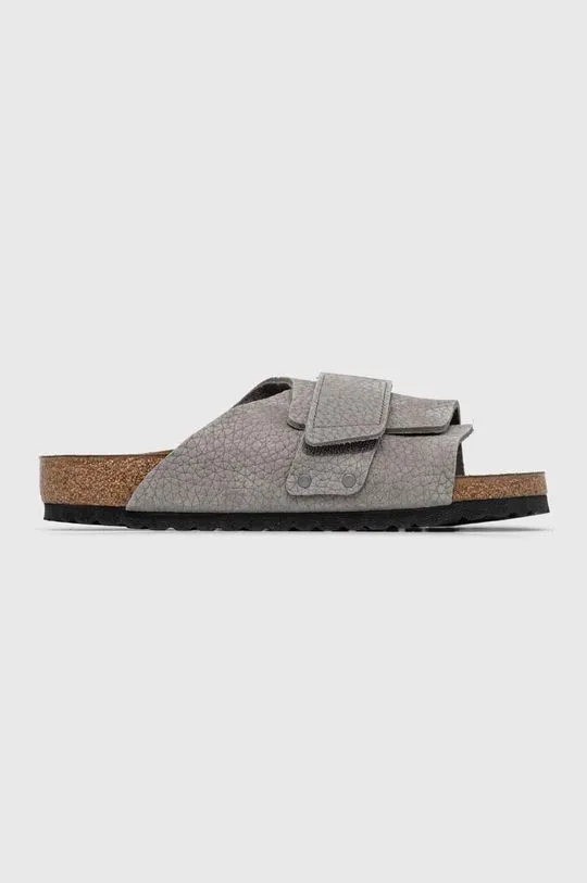 Birkenstock suede sliders KYOTO men's gray color 1024502