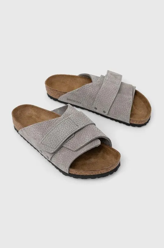 Birkenstock suede sliders KYOTO men's gray color 1024502