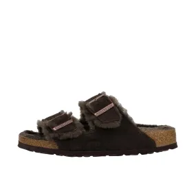 Birkenstock Womens Arizona Shearling Suede Leather Mocha/Mocha