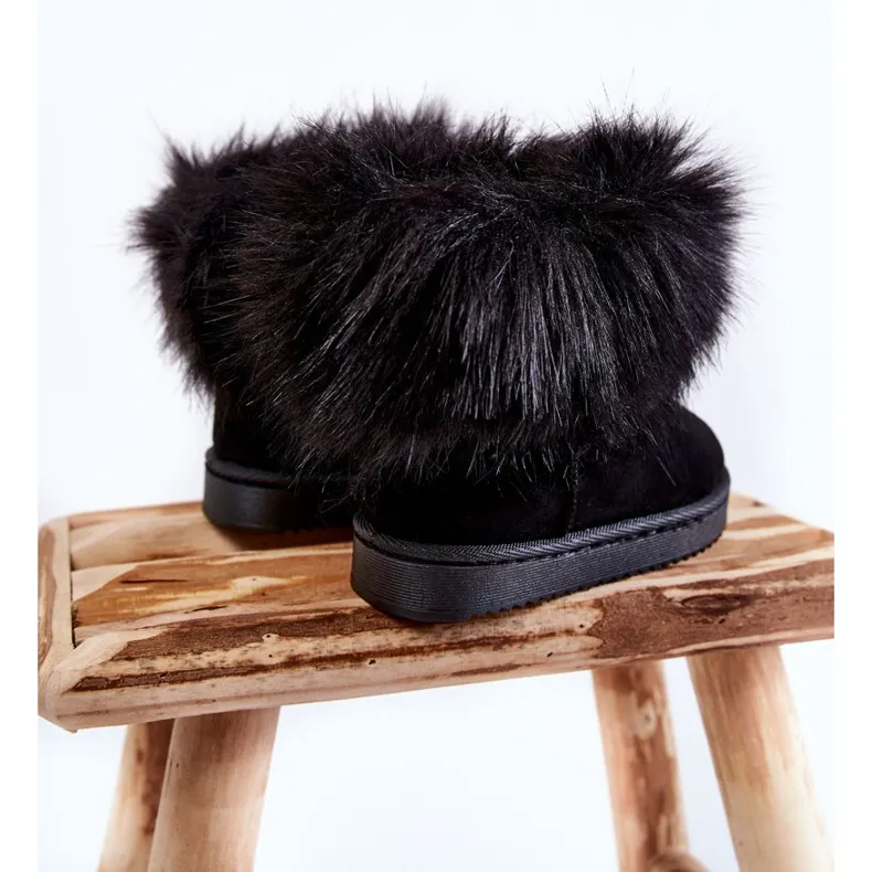 Black Ariana Children's Snow Boots With Fur