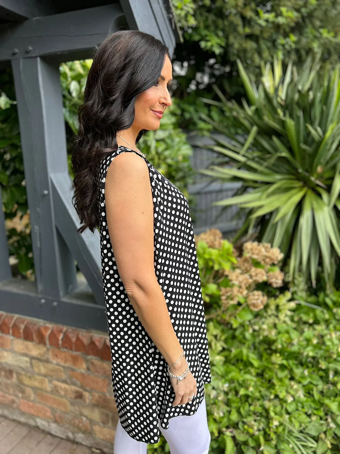 Black Polka Dot Pattern Vest Top Leah