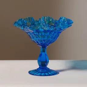 Blue Decorative Depression Glass Vase Bowl