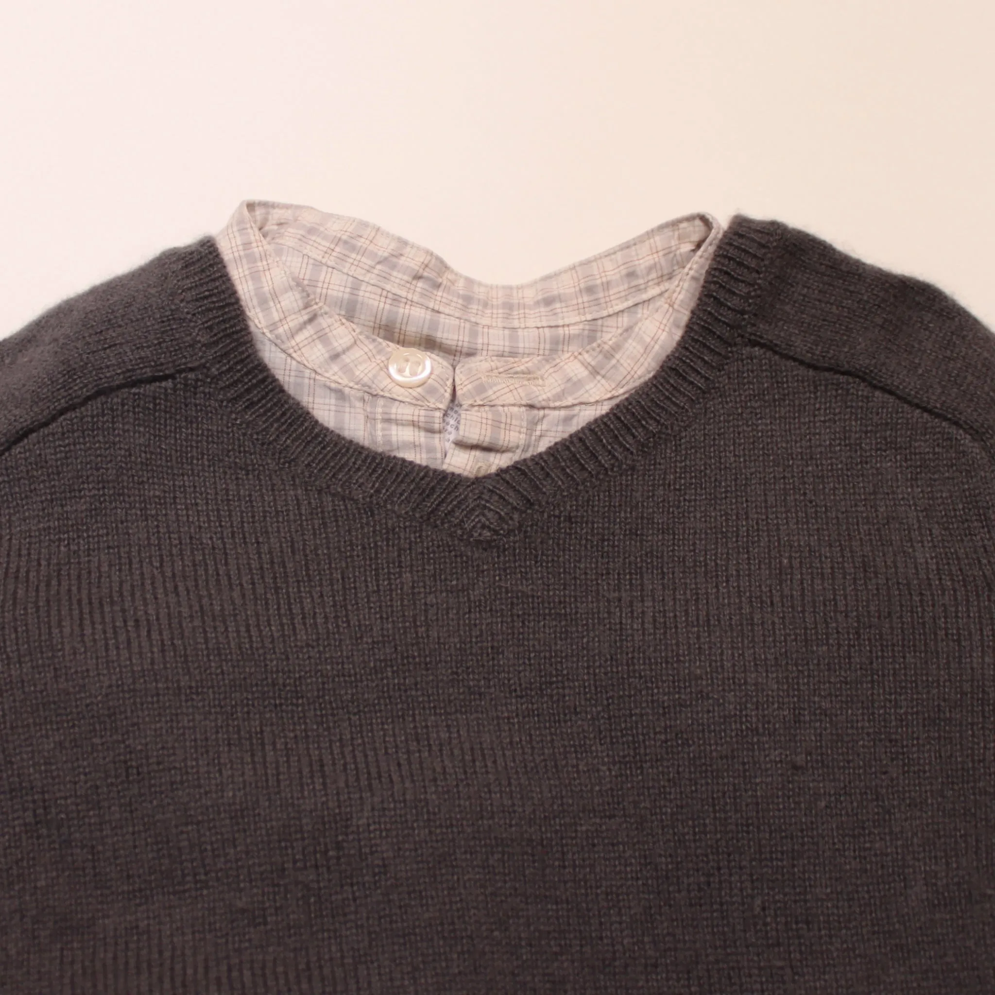 Bonpoint Dark Grey Cashmere V-Neck Jumper: 18 Months