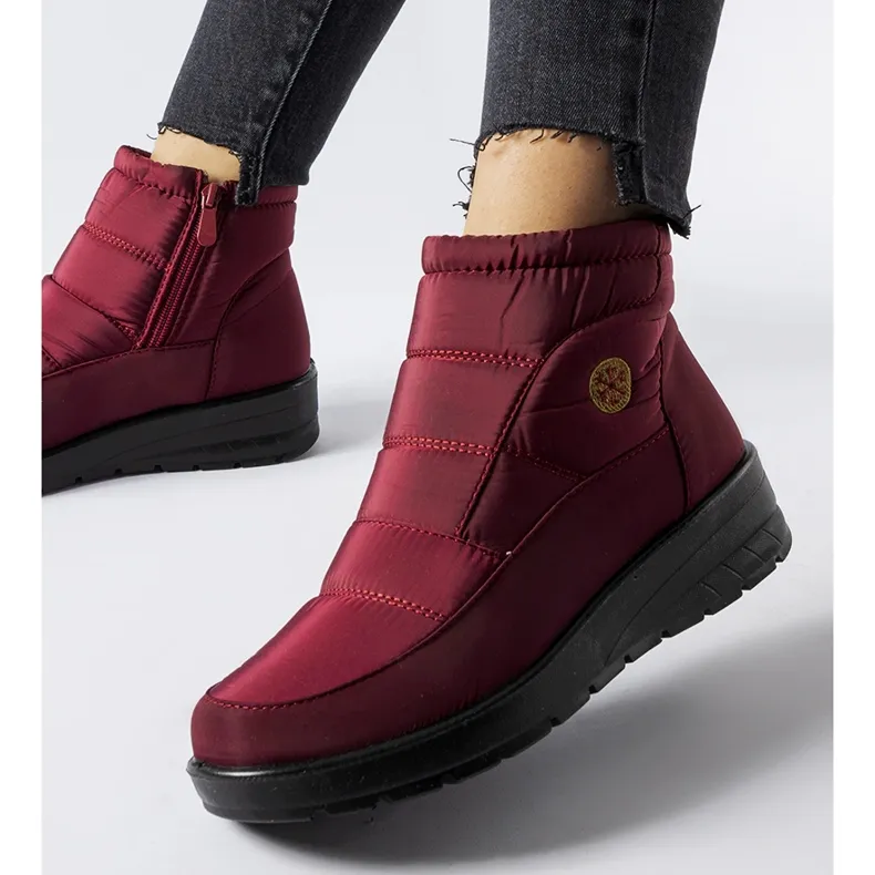 Burgundy snow boots with a low wedge Vittore red