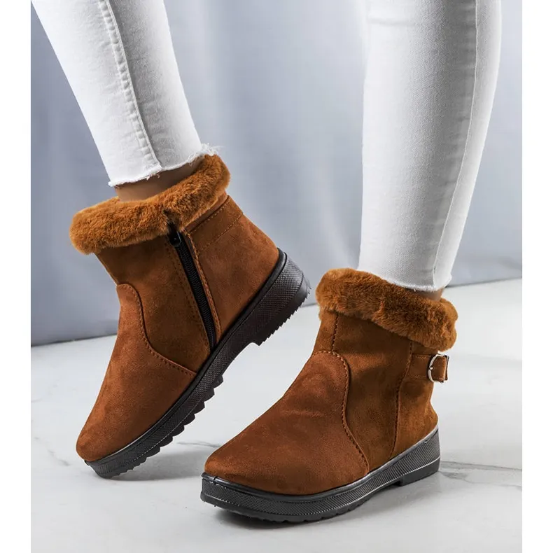 Camel, insulated snow boots with Julius fur brown