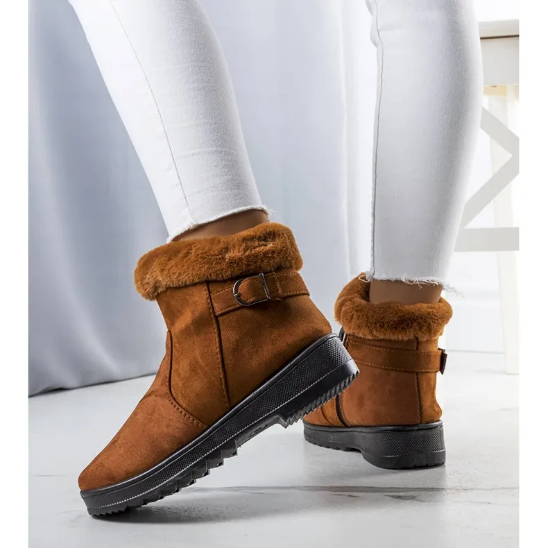 Camel, insulated snow boots with Julius fur brown