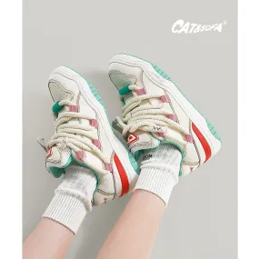 Cat and Sofa Dirty Braids/Original Design Zhizhi Peach Skateboard Bread Shoes Couples Casual National Trend Sports Board Shoes