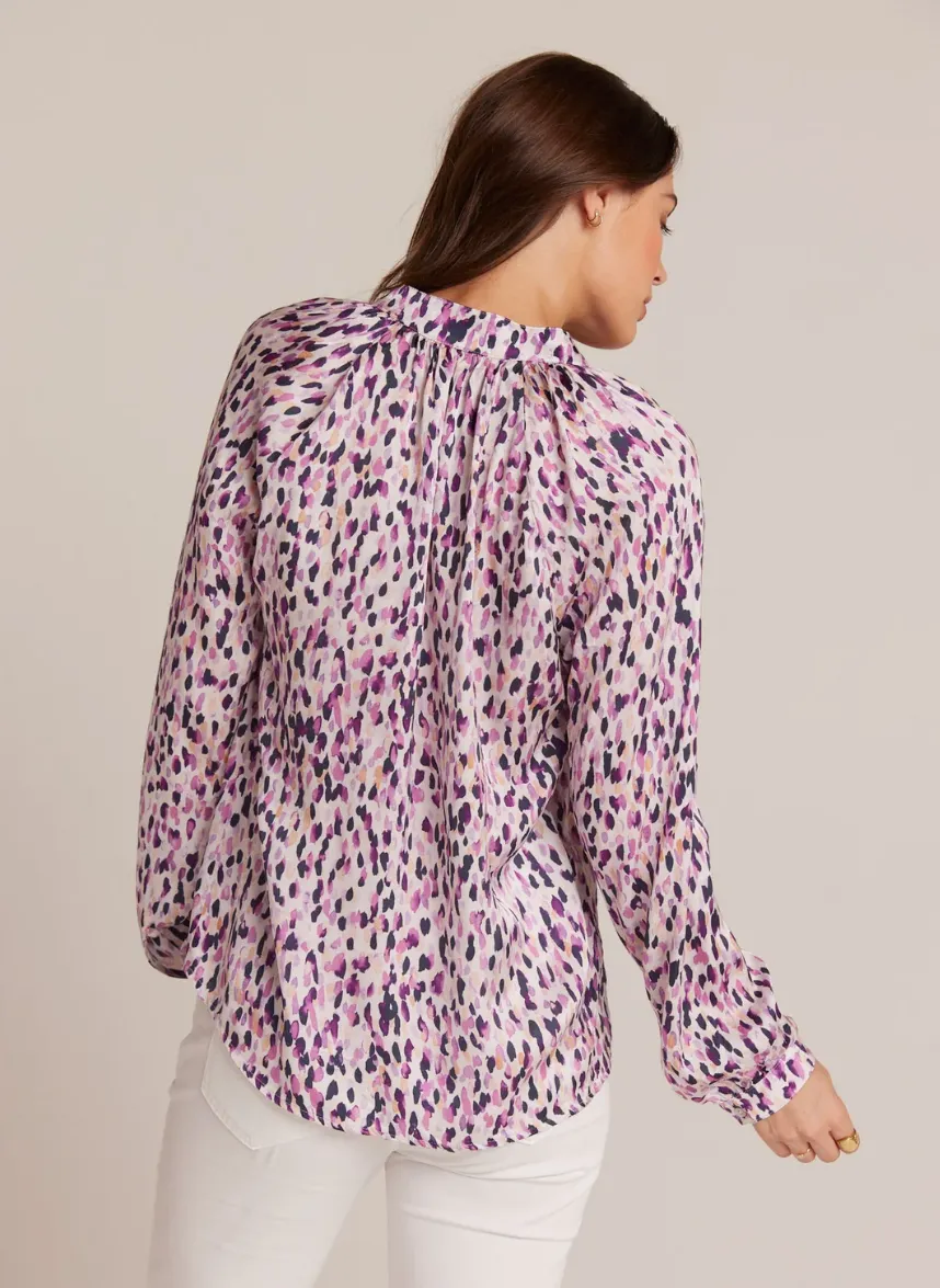 CONFETTI PRINT RAGLAN SLEEVE PULLOVER BLOUSE