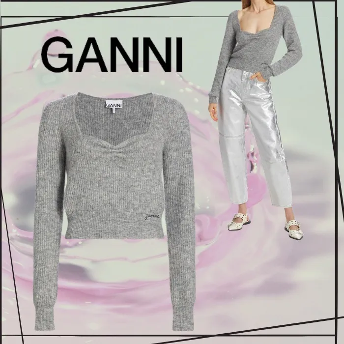 Ganni  |Casual Style Wool Long Sleeves Plain Party Style