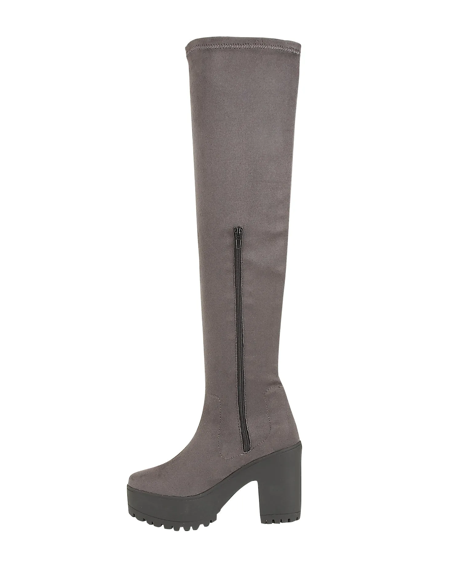 Grey Suedette Boots