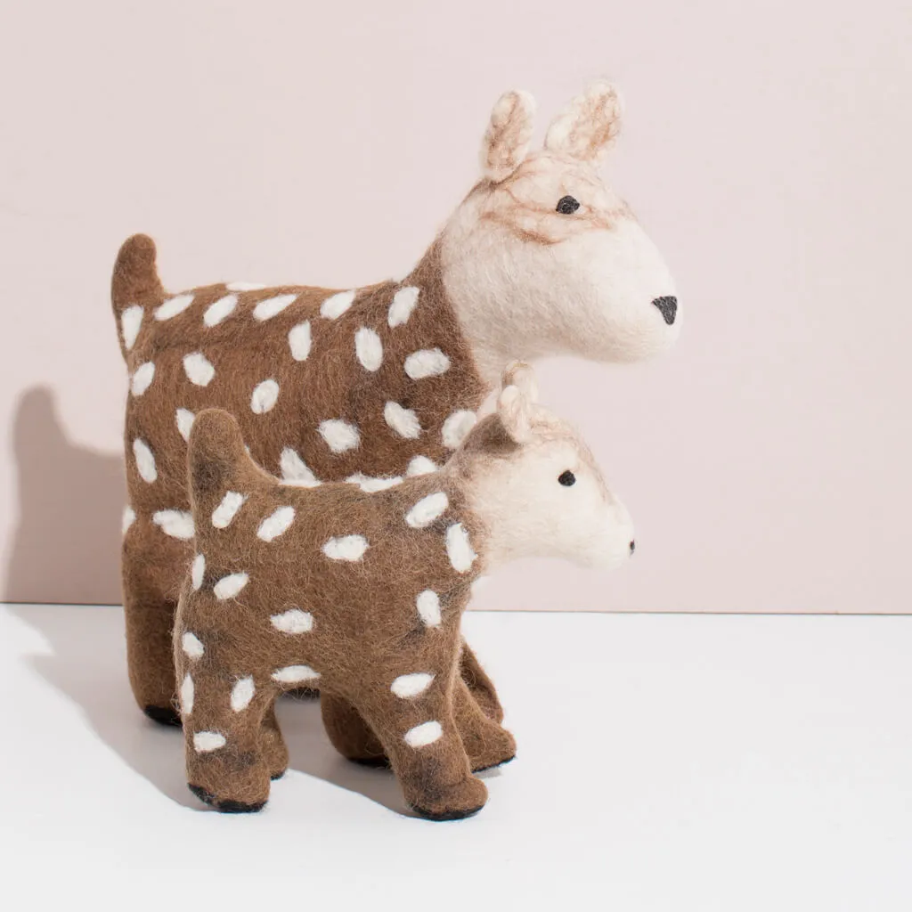 Hand Felted Deer Duo