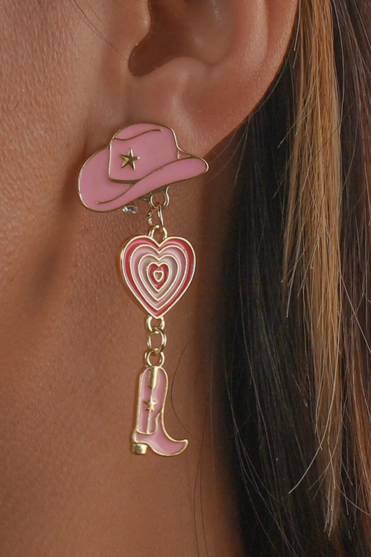 Hat Heart Cowboy Boots Earrings