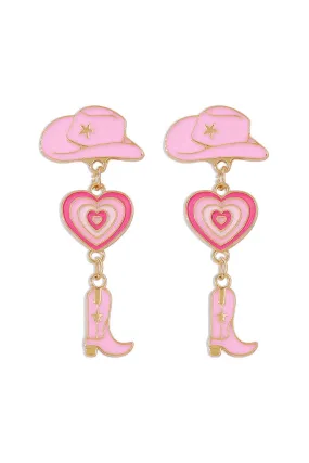 Hat Heart Cowboy Boots Earrings