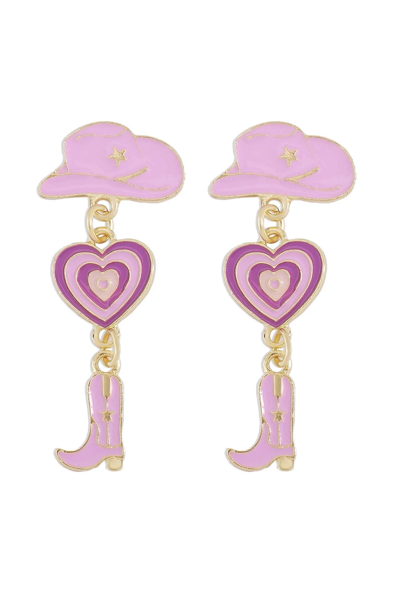 Hat Heart Cowboy Boots Earrings