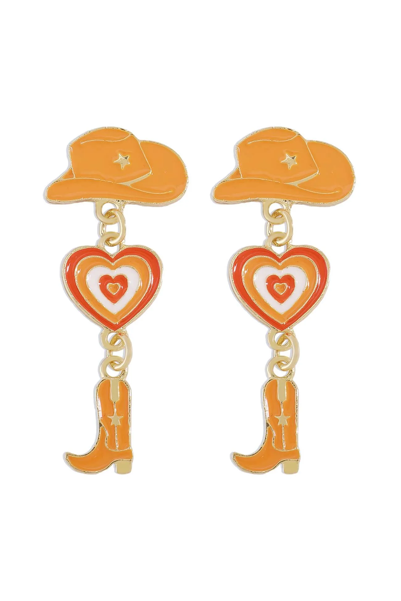 Hat Heart Cowboy Boots Earrings