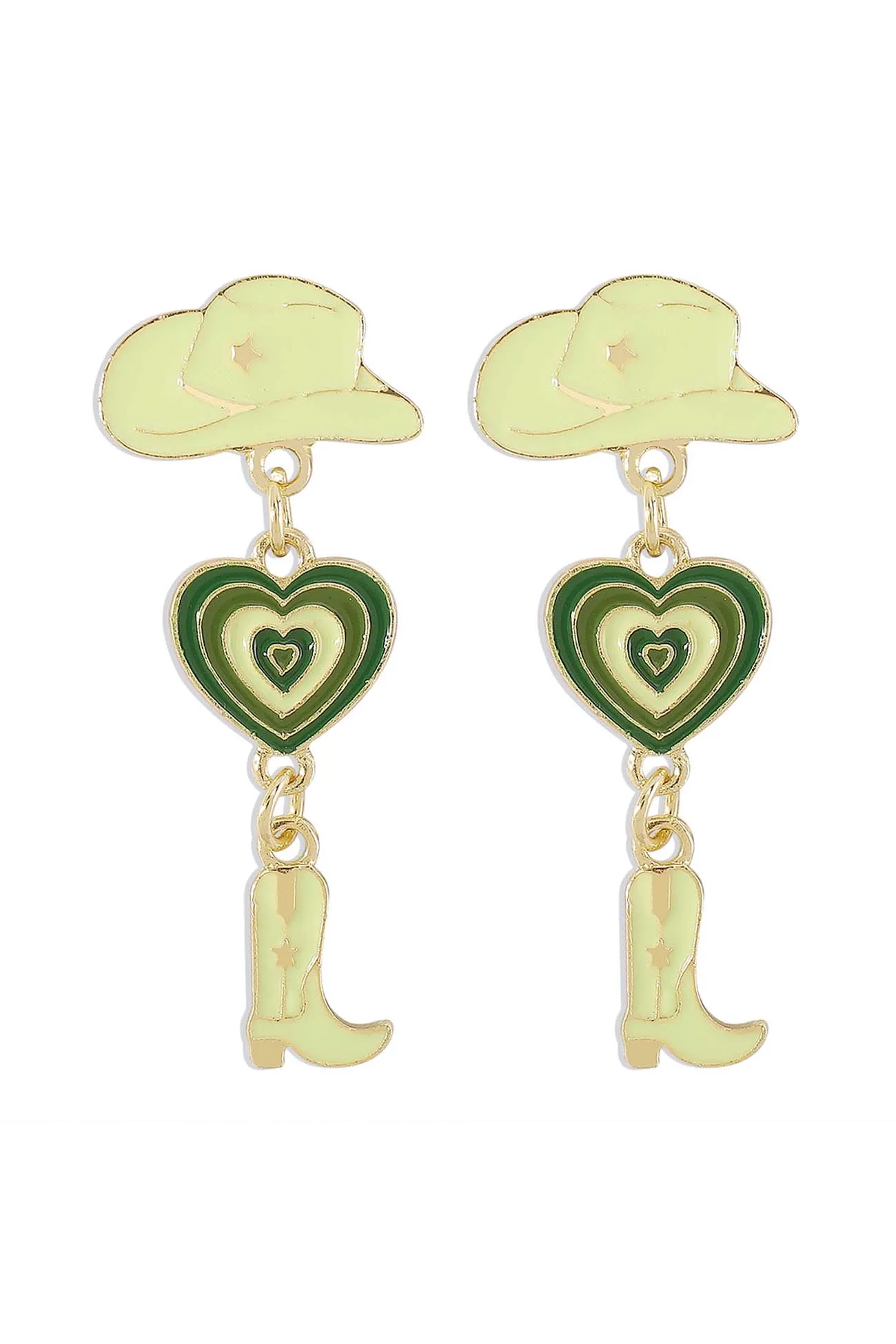 Hat Heart Cowboy Boots Earrings