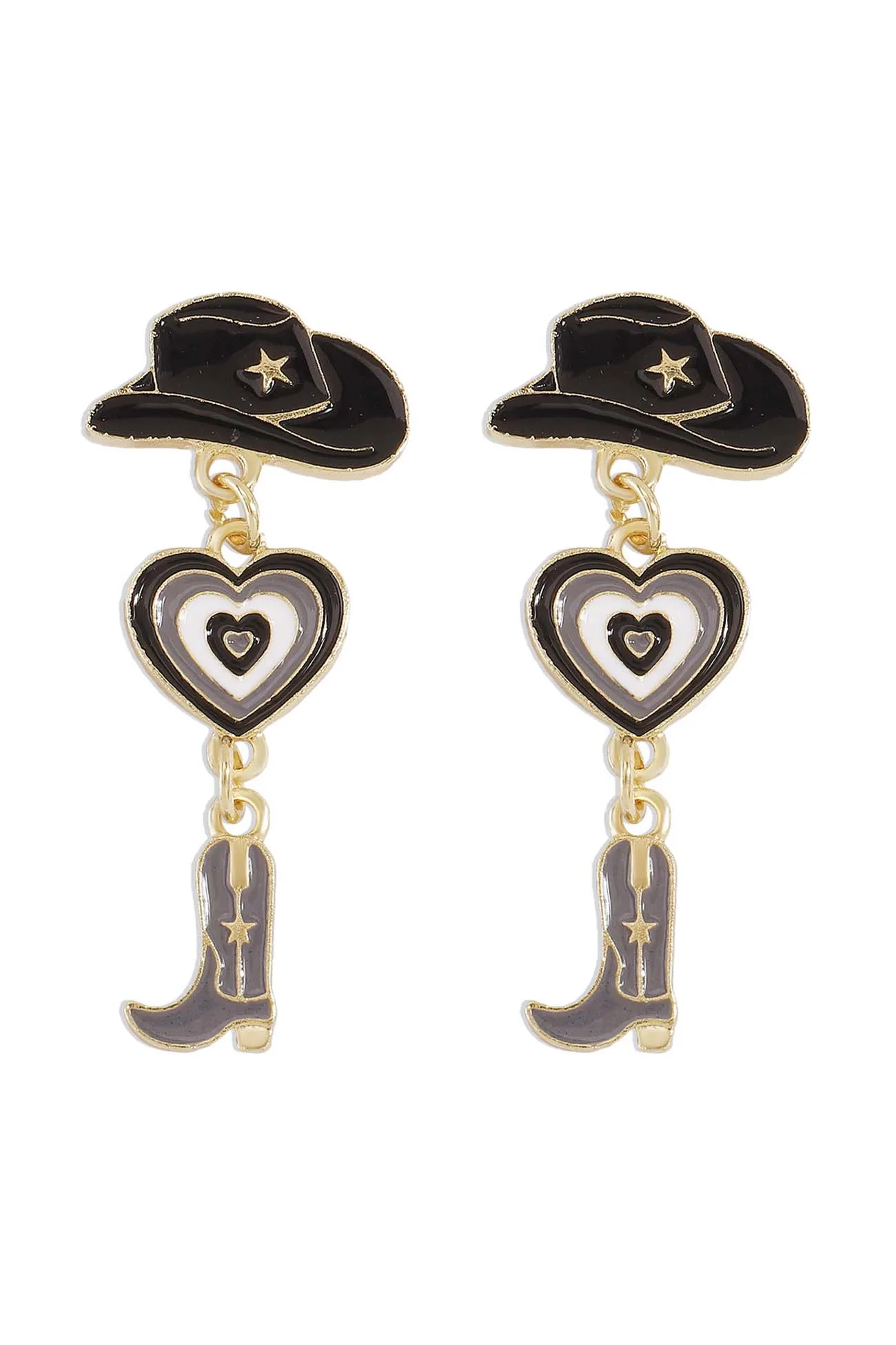 Hat Heart Cowboy Boots Earrings