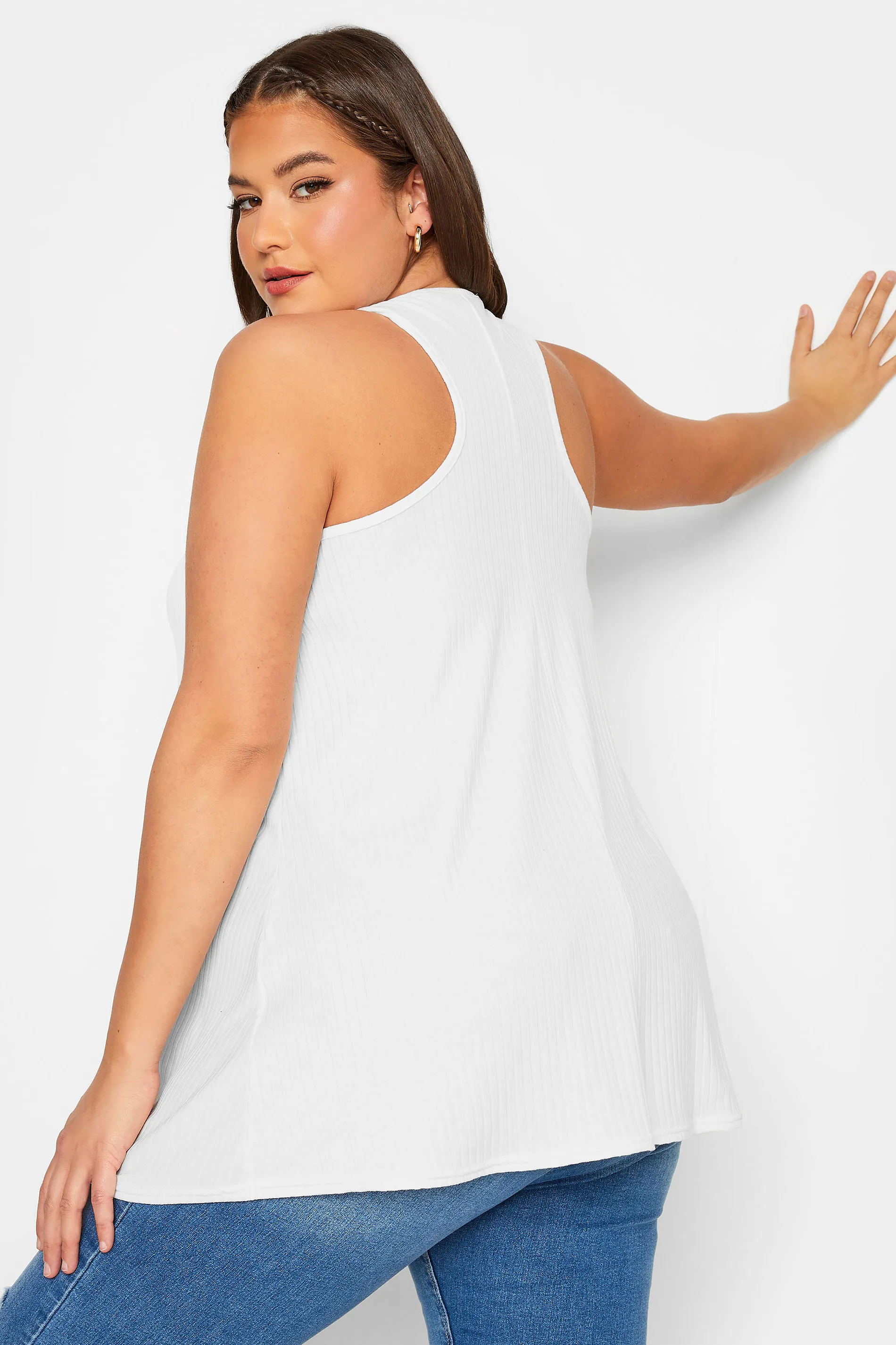 LIMITED COLLECTION Curve White Ribbed Racer Cami Vest Top