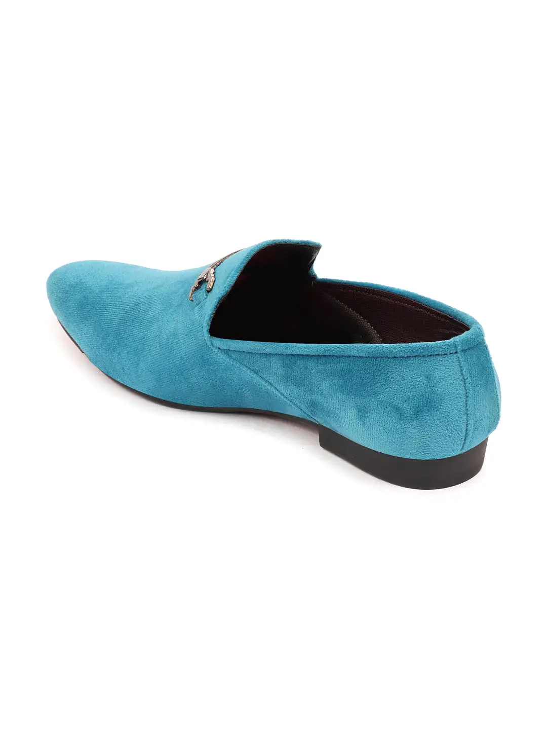 Men Sky Blue Velvet Party Loafers Slip On Casual Shoes