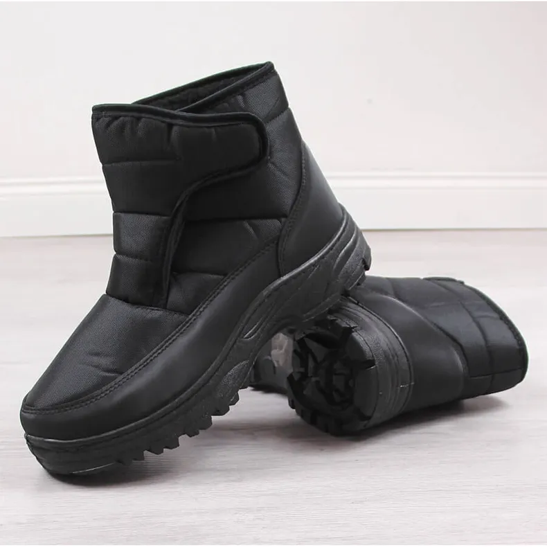 Men's velcro insulated snow boots, black News