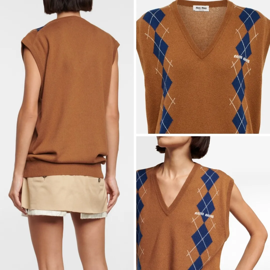 MiuMiu  |Casual Style Cashmere Sleeveless V-Neck Office Style