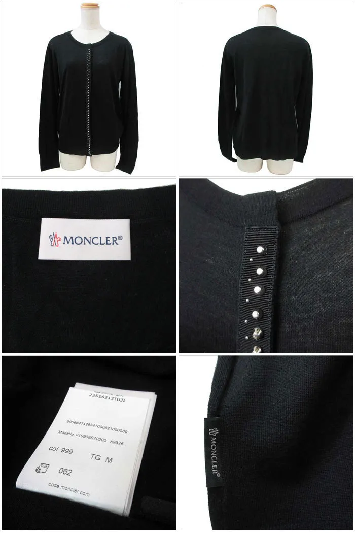 MONCLER  |Casual Style Wool Studded Long Sleeves Plain Elegant Style