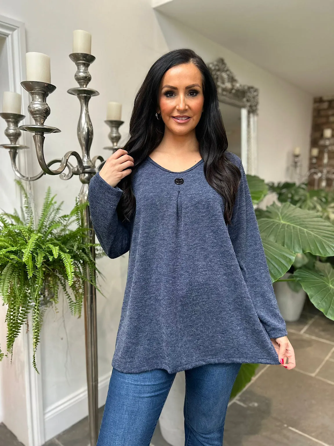 Navy Single Button Knit Freya