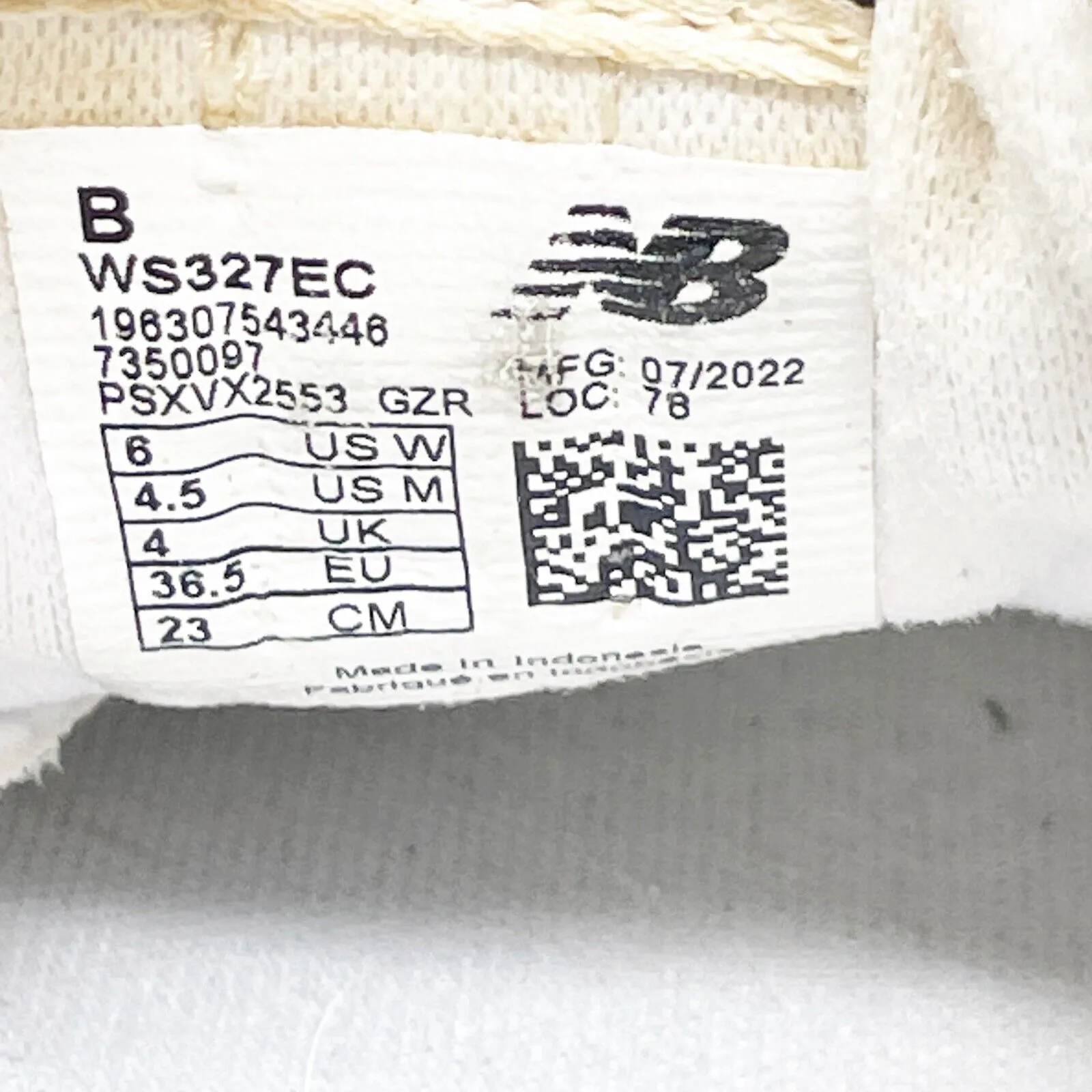 New Balance Unisex 327 WS327EC White Casual Shoes Sneakers Size M 4.5 W 6 B