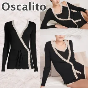 Oscalito  |Casual Style Wool Silk Long Sleeves Lace Elegant Style