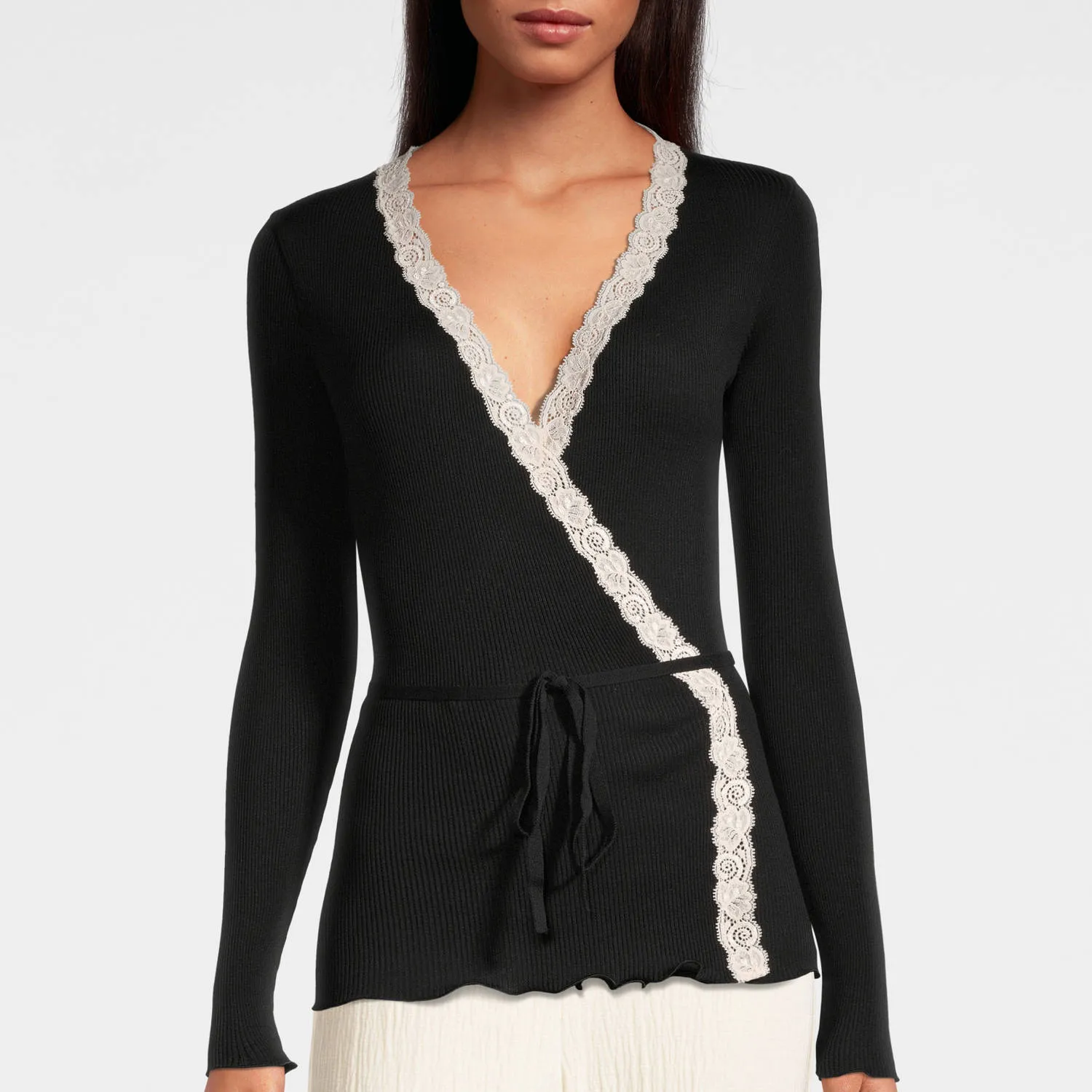 Oscalito  |Casual Style Wool Silk Long Sleeves Lace Elegant Style