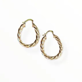 Oval thick braids hoops in 18k of gold plated