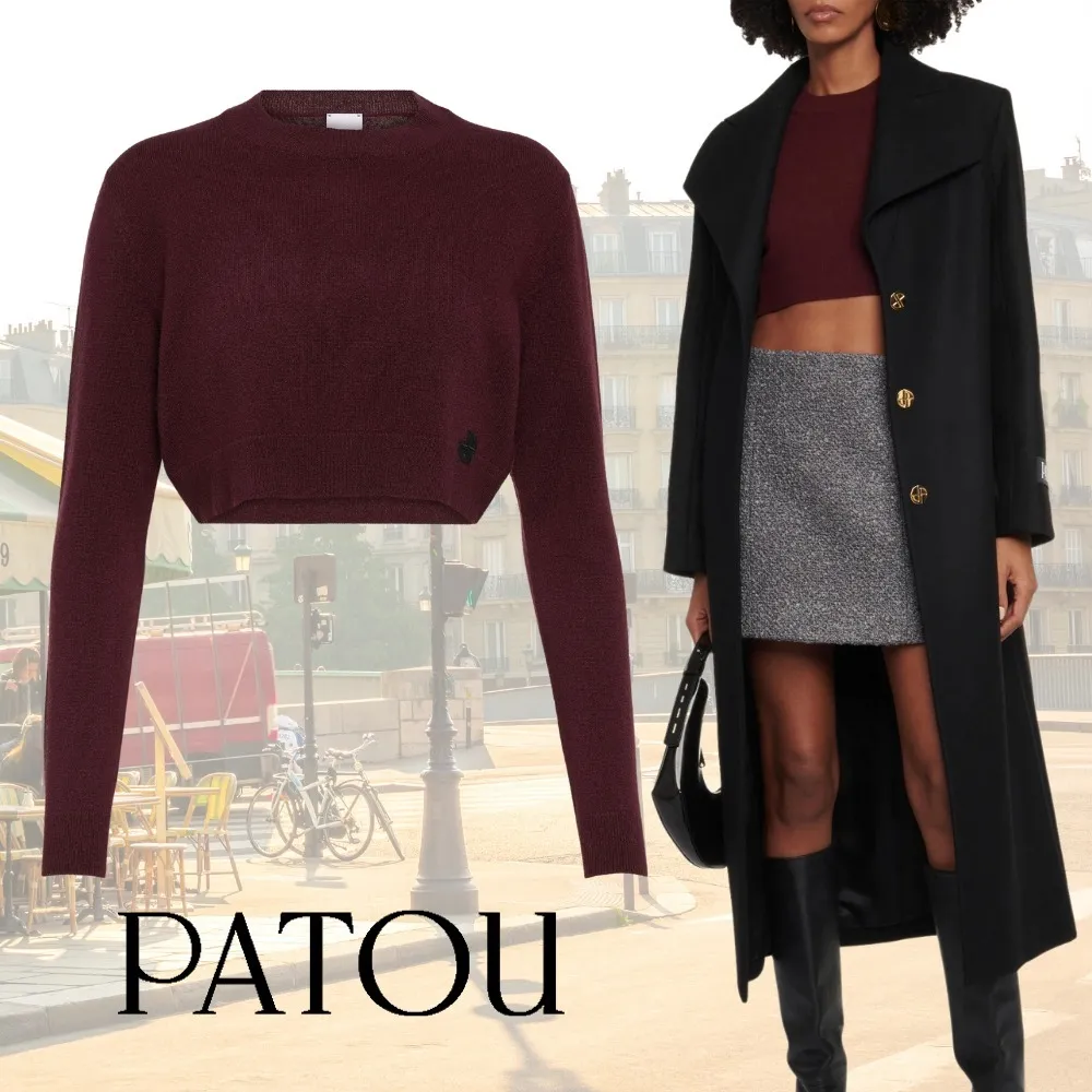 PATOU  |Wool Plain Logo V-neck & Crew neck