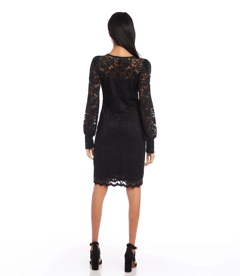 Petite Size Lace Boatneck Dress