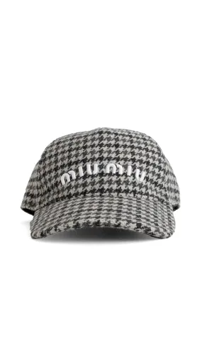 Plaid Shetland Wool Baseball Cap - Grey/Black