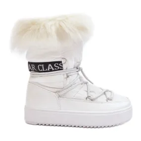 PS1 Women's Lace-Up Snow Boots White Santero