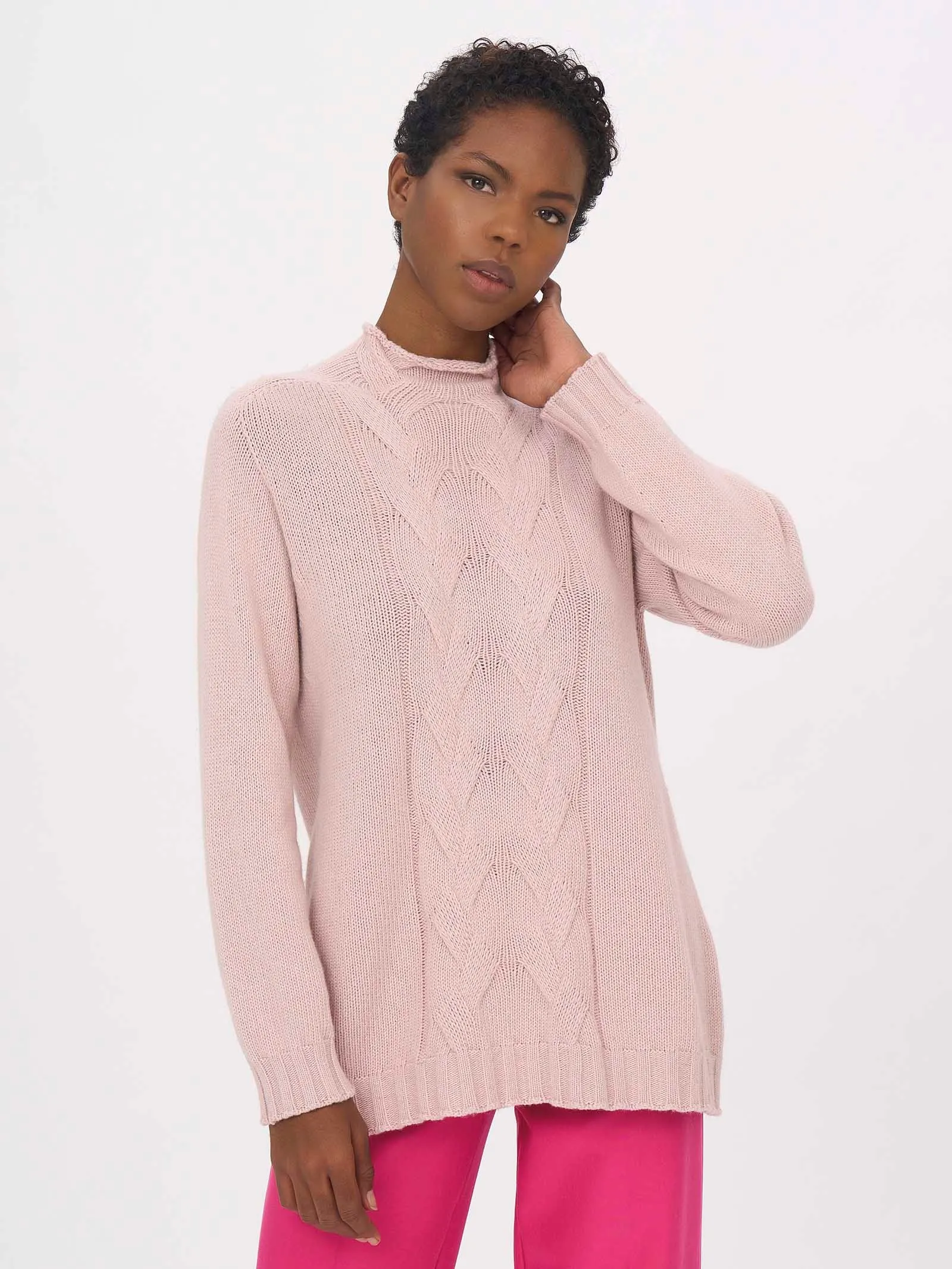 Pullover con collo vulcano in Cashmere Blend - Peach Whip