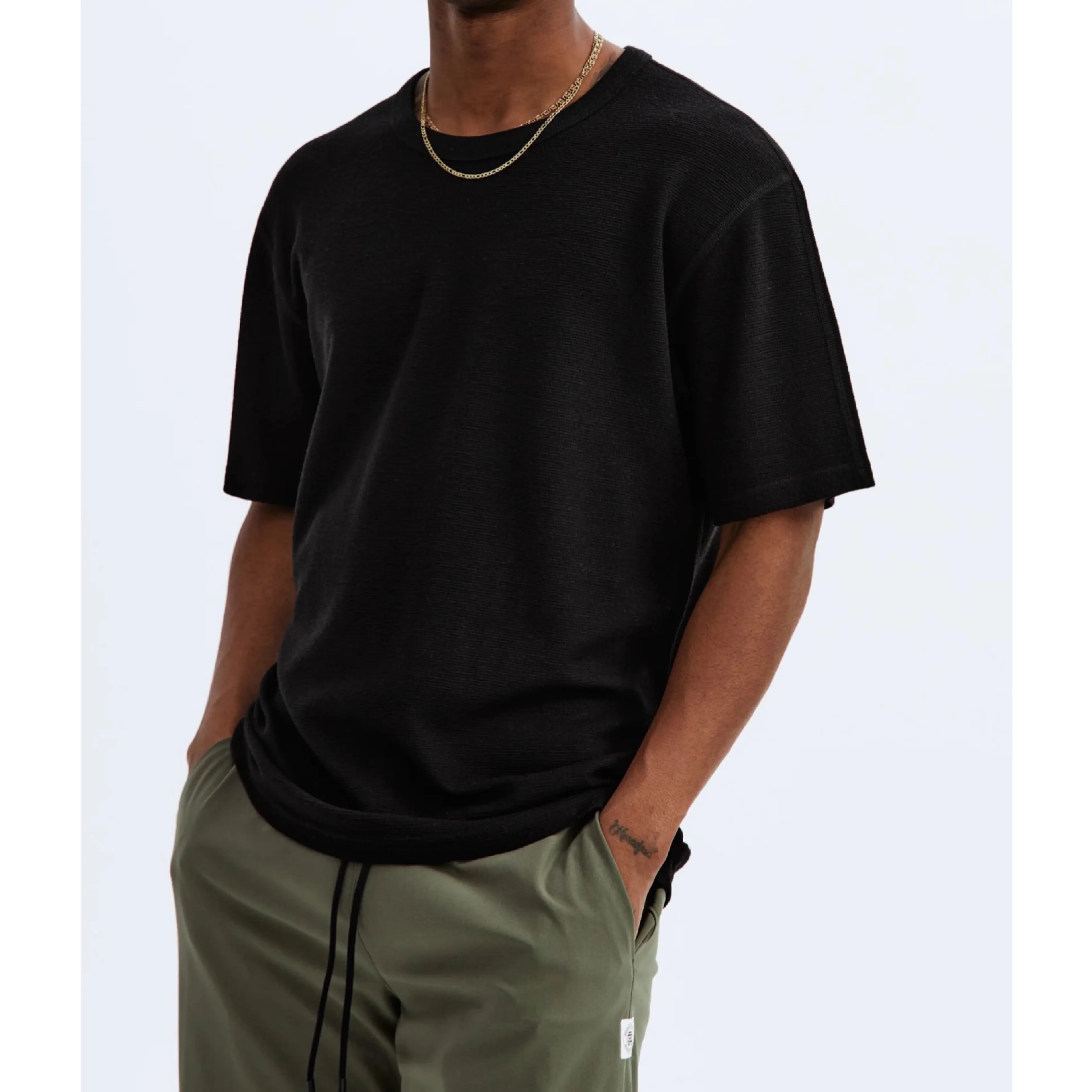 REIGNING CHAMP  |Crew Neck Wool Street Style Plain Short Sleeves Logo