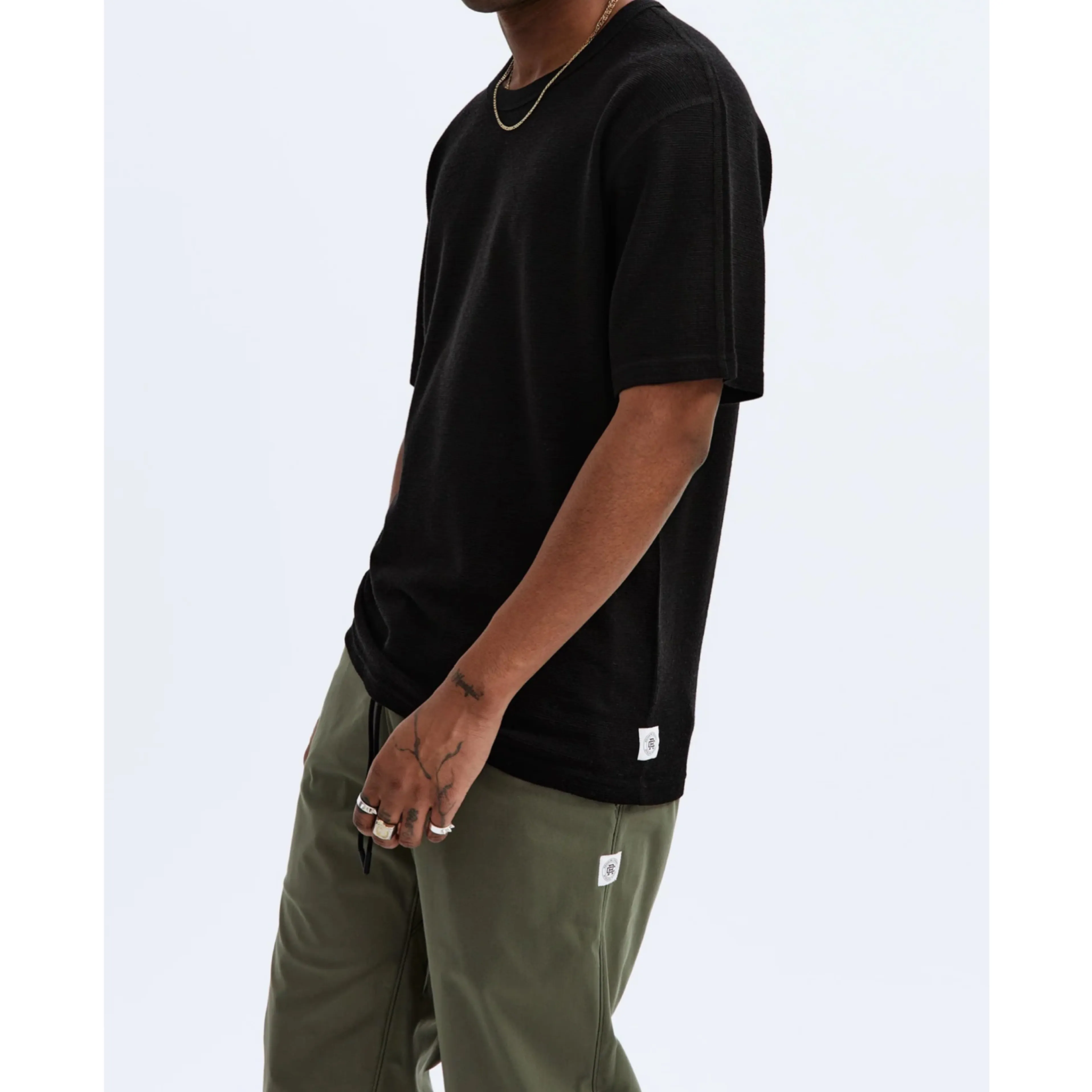 REIGNING CHAMP  |Crew Neck Wool Street Style Plain Short Sleeves Logo